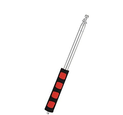 AKOAK Portable Collapsable Pole 79" Stainless Steel Telescoping Flagpole Banner Tour Guide Teachers Flag Sign with Non-Slip Sponge Cover Grip HandleBlack+Red