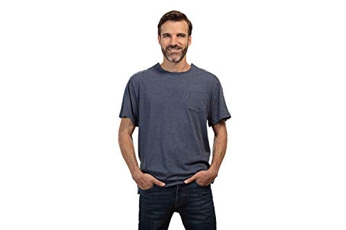 MAI Post Shoulder Surgery Shirts Premium | Easy Snaps on Shirt Sides and Full Arm Opening | Chemo Shirts for Port Access | Men Short Sleeve Shirt Blue | Soft Natural Cotton | Dialysis Clothing