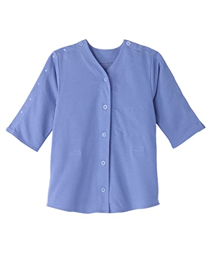 Womens Surgical Recovery Adaptive Patient Jacki Top - Blue Post-Surgery Garment - The Jacki - Ciel Blue MED