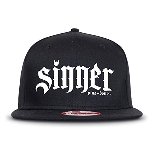 Pins & Bones Sinner Goth Hat Alternative Fashion Black Gothic Snapback Hat one Size Fits All