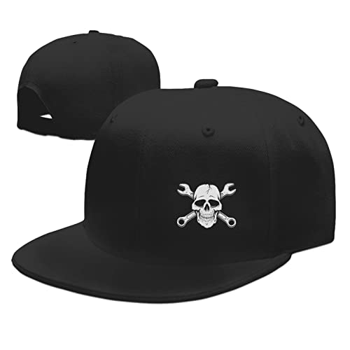 JSPTOMTT Skull Skeleton Men Snapback Hat Flat Bill Black Baseball Cap Funny Trucker Hats Dad Gifts