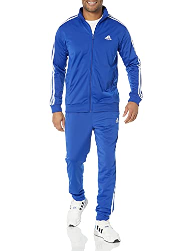 adidas mens Sportswear Basic 3-Stripes Tricot Track Suit Semi Lucid Blue Medium