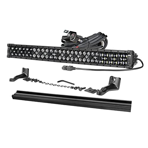 OFFROADTOWN 30'' 490W LED Light Bar with Wiring Harness and Black Cover Off Road Driving Light LED Fog Lights IP68 Waterproof LED Work Light Bar for Truck Pickup UTV SUV Jeep Ford Bronco Can-Am