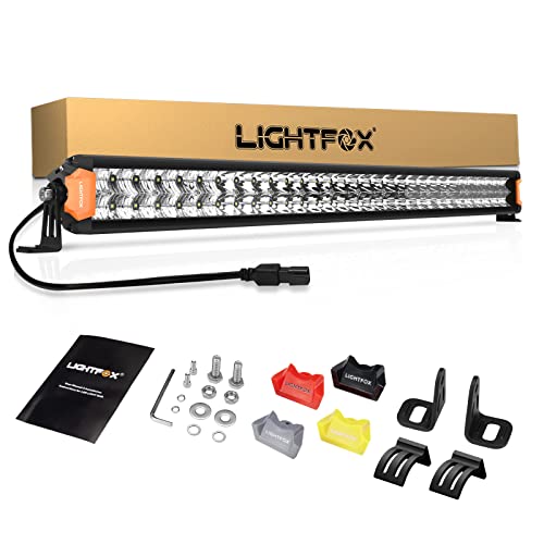 30 Inch LED Light Bar with DT Connector - Lightfox 180W 22,644LM Dual Row Off Road Combo Driving Light, Stylish Two-Tone Design Light Bar for Truck Pickup Roof Bumper, IP68 Waterproof