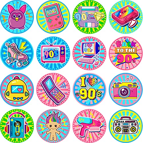 500 Pieces 90s Stickers Retro Game Sticker 90s Nostalgia Sticker 1990s Cartoon Sticker Decals Retro Stickers for Laptops for Water Bottle Computer Snowboard Bicycle Motorcycle, 16 Types