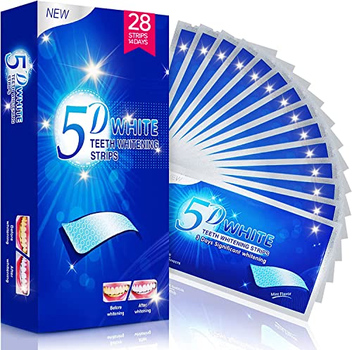 Teeth Whitening Strips for Teeth Sensitive, 28 Whitener Strips Effective Teeth Whitener Strips Reduced Sensitivity White Strips, Helps Remove Smoking/Coffee/Soda/Wine Stain (14 Treatments)