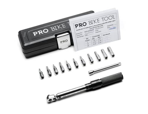 PRO BIKE TOOL 1/4 Inch Drive Click Bike Torque Wrench Set  2 to 20 Nm  Bicycle Torque Wrench Maintenance Kit for Road & Mountain Bikes - Includes Allen & Torx Sockets, Extension Bar & Storage Box