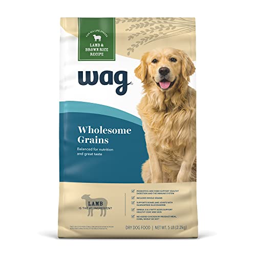 Amazon Brand  Wag Dry Dog Food, Lamb and Brown Rice, 5 lb Bag
