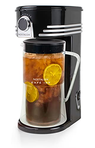 Nostalgia 3-Quart Iced Tea & Coffee Brewing System With Double-Insulated Pitcher, Strength Selector & Infuser Chamber, Also Perfect For Lattes, Lemonade, Flavored Water, Black