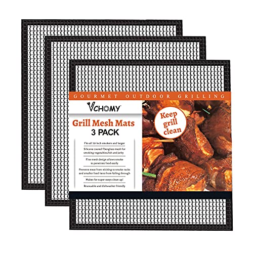Grill Mesh Mat Set of 3 - Heavy Duty BBQ Non-stick Cooking Sheet Liners Reusable Teflon Barbecue Grilling Net for Outdoor Smoker, Pellet, Gas, Charcoal Grills - 11.8x13.8