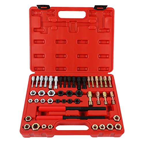 VKALTUL 48PCS Thread Chaser Set, Thread Chasers Includes 24 Rethreading Dies22 Rethreading Taps and 2 SAE Rethread Files, Thread Restorer Kit with Metric, UNF and UNC Sizes