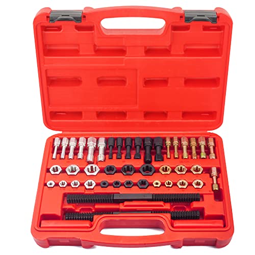 Thread Chaser Set 42Pcs, Thread Repair Kit Includes 21 Rethreading Dies, 19 Rethreading Taps & 2 SAE Thread Files, Thread Restorer Kit with UNF, UNC and Metric Size