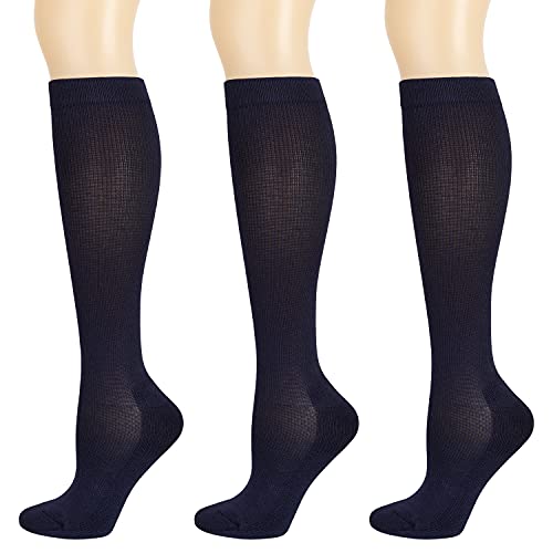 Athlemo Bamboo Compression Socks for Women & Men Circulation 3 Pairs 8-15mmHg Support Stockings for Athletic,Running,Nurse,Flight Travel NAV9-11