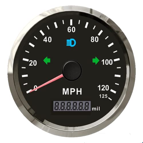 ELING Auto Speed Gauge Kit MPH GPS Speedometer Odometer 125MPH Mileage Adjustable Overspeed Alarm for Boat Car Truck Motorcycle 85MM 12V 24V