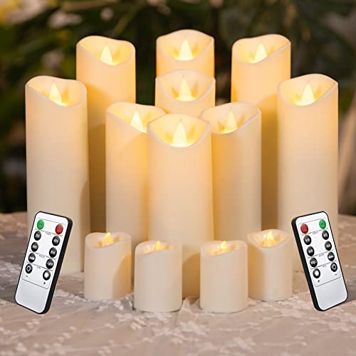 Flameless Candles Battery Operated Candles Flickering Candles with Remote,Votive Candles, 13 Pack Battery Candles LED Candles Thin Pillar Candles,Decorative Realistic Plastic Candles with10-Key Timer