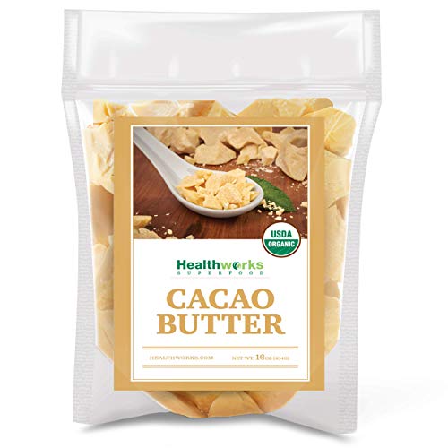 Healthworks Cacao Butter (16 Ounces / 1 Pound) Organic | Unrefined Non-Deodorized Cocoa | Certified Organic from Peru | Sugar-Free, Keto, Vegan & Non-GMO | Antioxidant Superfood