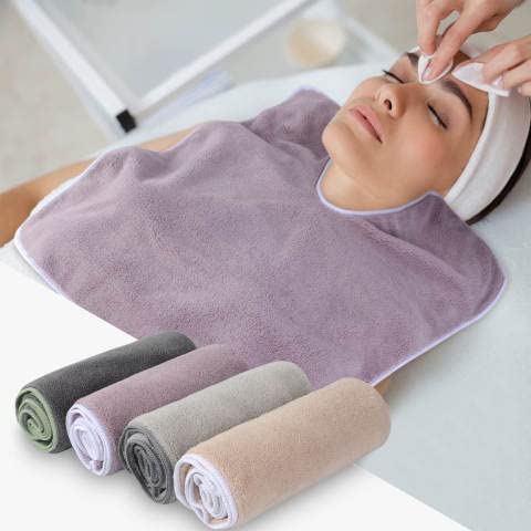 4 Pc Esthetician Towels for Facials - Mask Removing Face Wrap - Perfect for Spa, Salon, & at-Home Skincare - Extra Soft Microfiber Face Cleanser Set  (Light Grey)