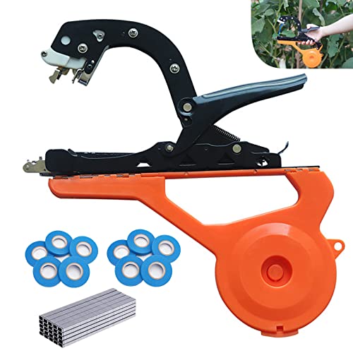 HESIMING Upgrade Plant Tying Machine Plant Tape Tool for Grapes, Raspberries, Tomatoes and Other Vining Vegetables Comes with 10 Rolls of Tape, 1 Box of Staple(2022)