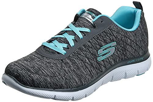 Skechers womens Flex Appeal 2.0 Sneaker, Black/Blue, 8 US