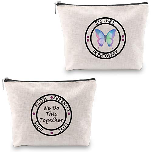 G2TUP Sobriety Gifts for Women Makeup Bag Inspirational Sober Recovery AA NA Gift Sisters in Recovery 12 Step Gift (Sisters in Recovery)