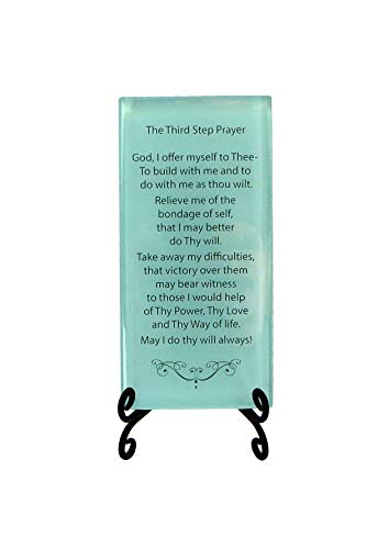 Lifeforce Glass The Third Step Prayer Inspirational Glass Plaque. Beloved Prayer Provides Loving Support and Encouragement for Those in Recovery. Includes Folding Easel Seafoam.