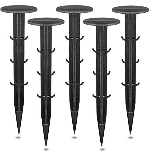 Plastic Stakes Black Multi-Functional Yard and Garden Stakes Plastic Gardening Ground Sturdy Rustproof Stake for Plant Support, Holding Down Tents, Rain Tarps (60 Pieces,4.3 Inch)