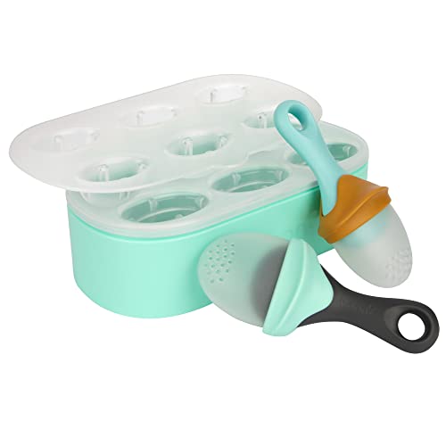 Boon PULP Silicone Feeder Freezer Tray  Includes Silicone Tray and Lid with 2 PULP Silicone Baby Food Feeders  Baby Food Storage