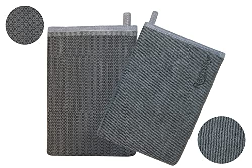 Ragnify Pack of 2 Mesh Surface Clay Mitt for Car Detailing Medium Grade Alternative Mitt for Flawless Removal of Surface Bonded Micro Contaminant (Grey)