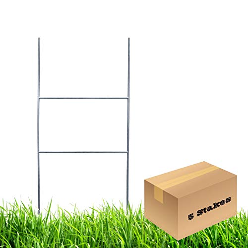 MTB H Frame Wire Stakes 20 x10-inch (Pkg of 5) 9ga Metal -Yard Sign Stakes for Advertising Board,Yard Stakes for Signs,Lawn Sign Holder