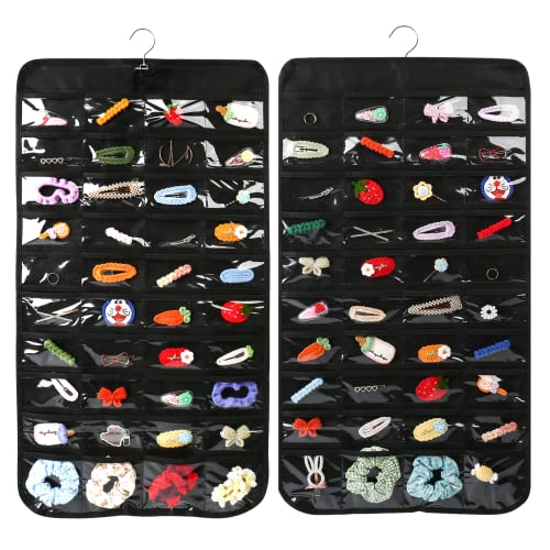 Luney Hanging Jewelry Organizer, 80 Pockets Earring Holder Organizer, Bracelet Organizer with Pockets for Woman, for Hanging Earrings, Necklaces, Bracelets, Rings, Storage, Closet