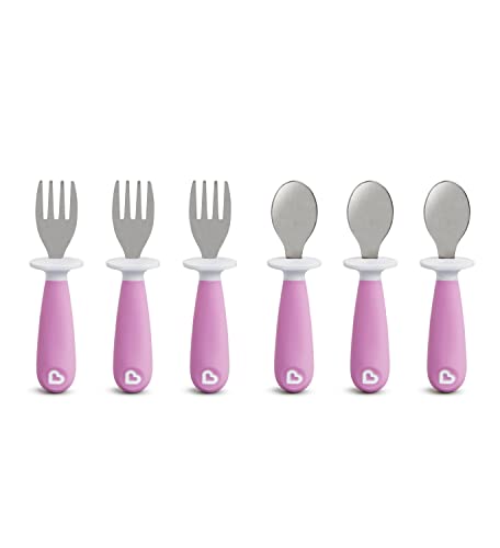 Munchkin Raise Toddler Fork and Spoon Utensil Set, 6 Pack, Purple
