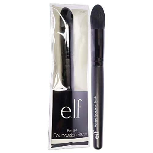 e.l.f. Pointed Foundation Brush, Tapered Brush Head For Concealing, Highlighting & Contouring, For Liquid, Cream & Powder, Made With Synthetic Bristles