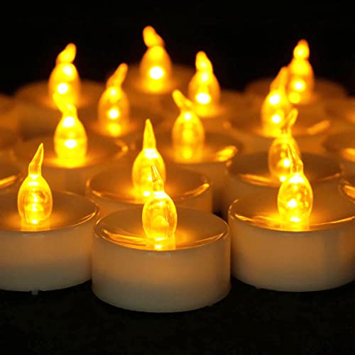 Flameless LED Tea Lights Candles: 100Pack Battery Tea Lights, Realistic and Flickering Tealights, Flameless Votive Candles Operated Warm Yellow Electric Fake Candle for Wedding Party Home Decoration