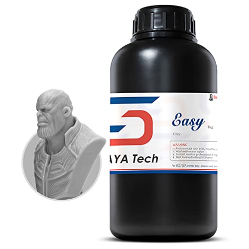 Siraya Tech Easy 3D Printer Resin LCD 405nm UV Eco-Friendly Plant-Based Rapid Resin Standard Photopolymer Resin Affordable Fast Curing 3D Printing Resin for LCD/DLP Printer and 8K Capable (1kg Grey)