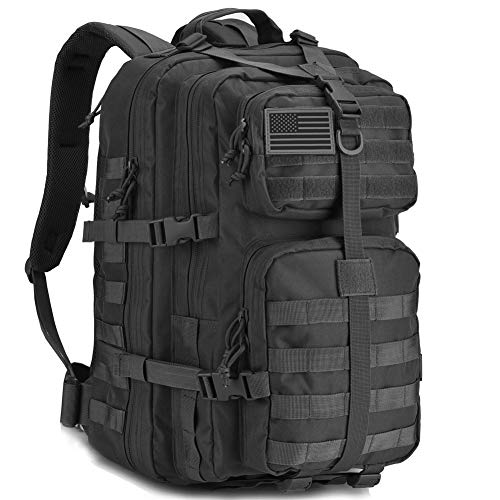 REEBOW GEAR Military Tactical Backpack Large Army 3 Day Assault Pack Molle Bug Bag Backpacks Rucksacks for Outdoor Sport Hiking Camping Hunting 40L Black XC