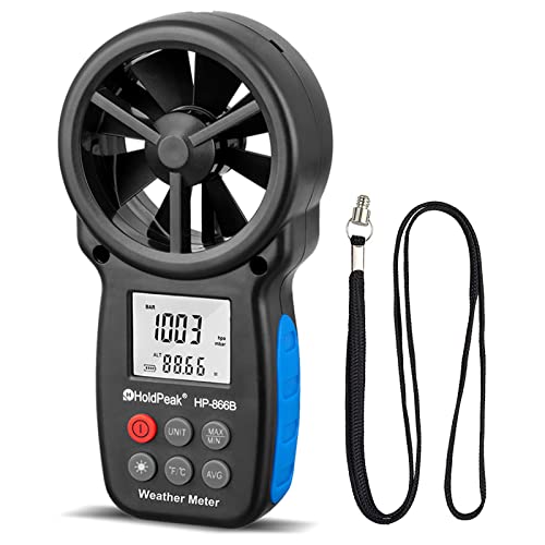 HoldPeak 866B Digital Anemometer Handheld Wind Speed Meter for Measuring Wind Speed, Temperature and Wind Chill with Backlight and Max/Min