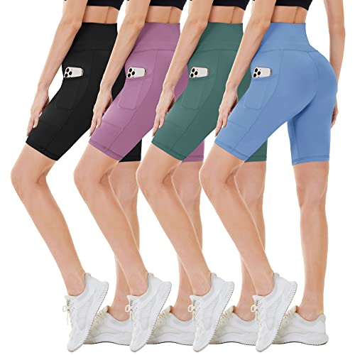 CAMPSNAIL Biker Shorts for Women with Pockets-8" Compression High Waisted Shorts for Workout Gym Yoga Exercise Running