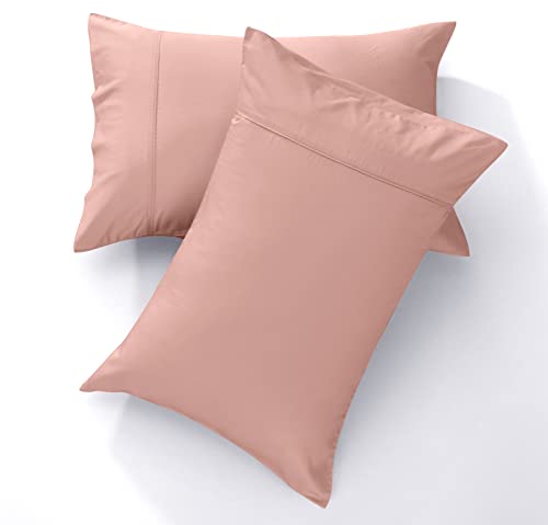 GOKOTTA Bamboo Pillow Cases Queen Size Set of 2, Reversible and Envelope Closure Cooling Pillowcases for Hot Sleepers and Night Sweats, Double Stitching - (20"*30") Pink