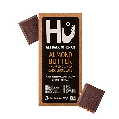 Hu Chocolate Bars | 8 Pack Almond Butter Puffed Quinoa Chocolate | Natural Organic Vegan, Gluten Free, Paleo, Non GMO, Fair Trade Dark Chocolate | 2.1oz Each