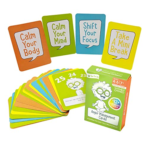 Open The Joy Anger Management Cards for Kids, Anger Control Card Game, 42+ Prompt Cards, Control Feelings and Increase Emotional Intelligence - Ages 4+