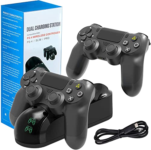 PS4 Controller Charger Charging Station, YCCSKY Dual Shock PS4 Chargers Controller PlayStation 4 Twin Charge Docking Station Stand Wireless PS4 Charger for Sony PS4/PS4 Pro/PS4 Slim Controller, Black