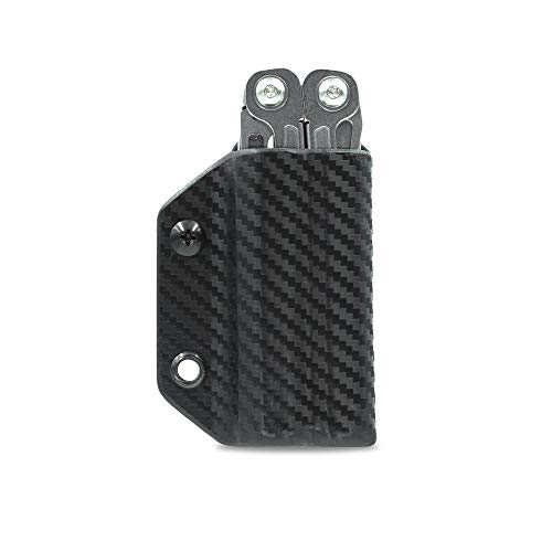 Clip & Carry Kydex Multitool Sheath for Leatherman WINGMAN/SIDEKICK/REBAR/REV - Made in USA (Multitool not included) EDC Multi Tool Holder Holster Cover (Carbon Fiber Black)