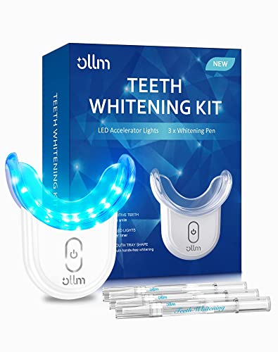 Teeth Whitening Kit Gel Pen Strips - Hydrogen Carbamide Peroxide for Sensitive Teeth, Gum,Braces Care 32X LED Light Tooth Whitener, Professional Oral Beauty Products Dental Tools 2 Mouth Trays