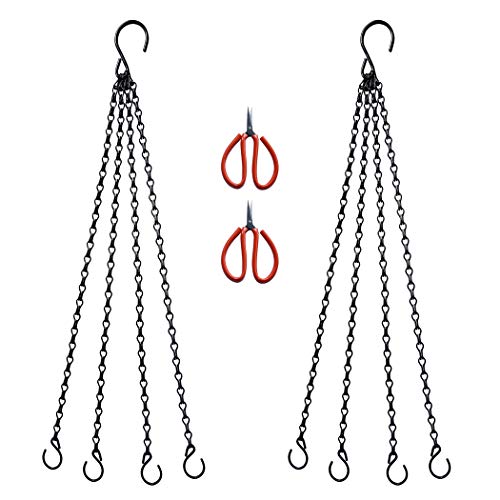 Uarepretty 26Inches 90Ibs Heavy Duty Hooks Hanging Chains Hangers for Garden,Balcony, Yard, Kitchen,for Hanging Plant Pots, Bird Feeder, Lanterns, Billboard, Wall-Mounted, 2 Extra Scissors