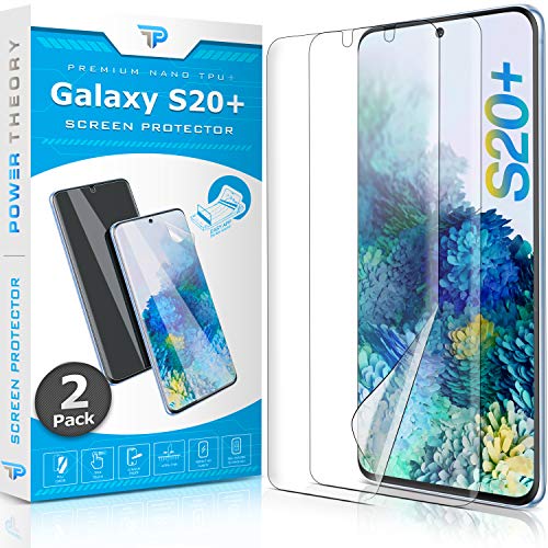 Power Theory Designed for Samsung Galaxy S20 PLUS 5G Screen Protector [Not Glass], Easy Install Kit, Case Friendly, Full Cover, Flexible Film Anti Scratch, 2 Pack
