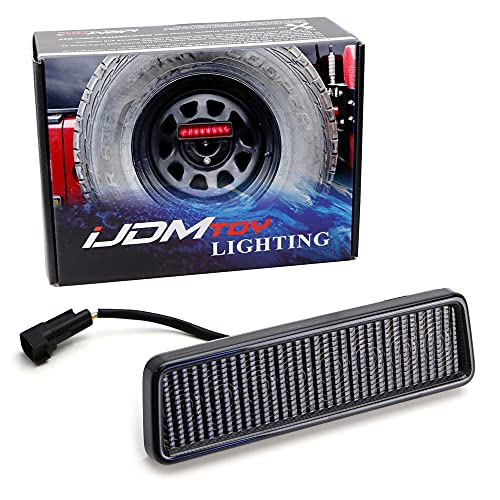 iJDMTOY Smoked Lens F1 Style Strobe LED 3rd Brake Light Assembly w/o Base Compatible With Jeep 2007-2017 Wrangler JK JKU, Powered by 8 Red LED Emitters