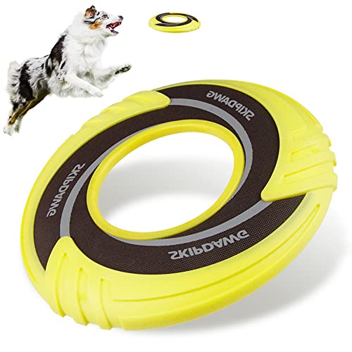 SKIPDAWG Interactive Dog Tug Toy, Dog Flying Disc Dog Water Toy Non-Toxic Light TPR/Nylon Fabric, Pet Training Toys/Outdoor Exercise Toys for Dogs, Diameter 9 Inches
