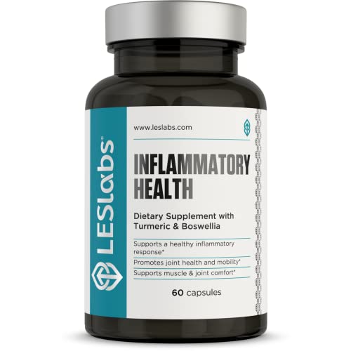 LES Labs Inflammatory Health  Joint Support, Muscle Function & Relaxation, Mobility, Healthy Inflammation Response  Turmeric, Boswellia, Quercetin, Ginger & CoQ10  Non-GMO Supplement  60 Capsules