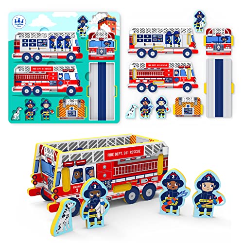 Fire Truck Puzzle for Kids | 9 Piece Puzzles for Kids Ages 3-5 | EVA Foam Puzzle fire Truck Toys for 3+ Year Old Boys and Girls | Preschool Puzzle Travel Toys for Kids