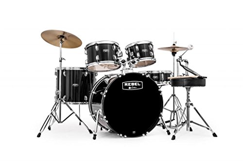 Mapex RB5294FTCDK Rebel 5-Piece Drum Set with Hardware, Cymbals and 22" Bass Drum - Black